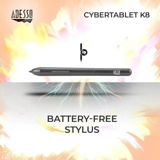 Alt view image 15 of 17 - Adesso 8" x 5" Graphic Tablet - Graphics Tablet - 8" x 5" - 5080 lpi Cable - 8192 Pressure Level - Pen - 1 - Mac, PC - Black