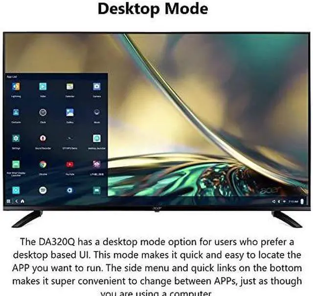 Alt view image 15 of 17 - Acer DA430 43" Full HD Smart LCD Monitor - 16:9 - Black - 43" Class - In-plane Switching (IPS) Technology - 1920 x 1080 - 1.07 Billion Colors - 200 Nit - 8 ms - 60 Hz Refresh Rate - HDMI