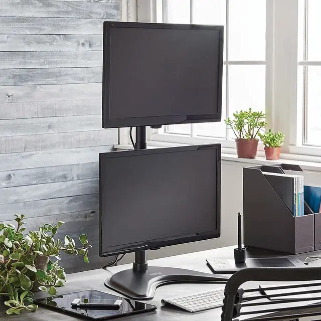 Alt view image 18 of 20 - Tripp Lite Dual Vertical Flat-Screen Desk Stand/Clamp Mount, 15" to 27" Displays