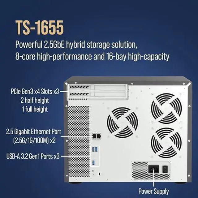 Alt view image 11 of 16 - QNAP Turbo NAS TS-1655-8G SAN/NAS Storage System TS-1655-8G-US