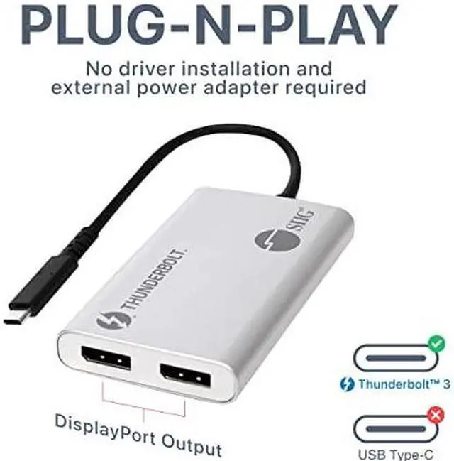 Alt view image 18 of 19 - SIIG Thunderbolt 3 to Dual DP 1.2 Adapter JUTB0611S1