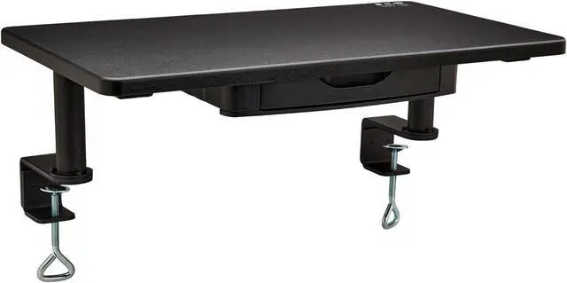 Main image of Tripp Lite Clamp-on Universal Monitor Riser Stand with Storage Drawer, Monitor Shelf for Desk, Black, TAA Complaint, 5-Year Warranty (WWSSC Clamp-On Series)