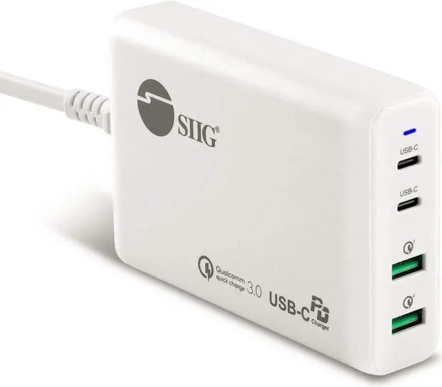 Alt view image 14 of 20 - SIIG AC ACPW1P11S1 100W Dual USBC PD30 PPS  QC 30 Combo Power Charger WH