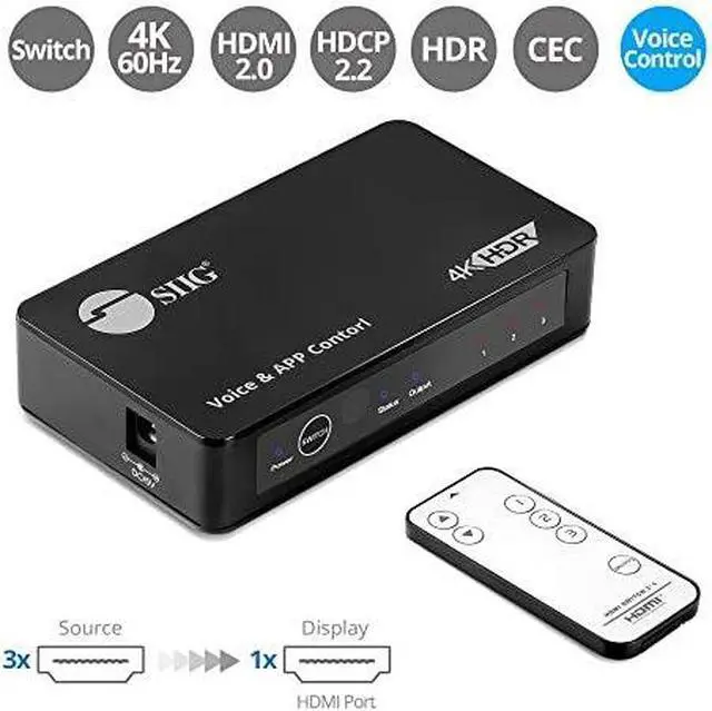 Alt view image 9 of 15 - SIIG 3x1 4K HDMI 2.0 Switch with IR & Voice APP Control CE-H27211-S1