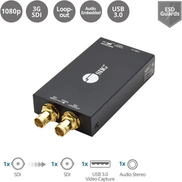 Alt view image 13 of 17 - SIIG AC CESD0K11S1 USB 30 3GSDI Capture Device with Loopout Brown Box