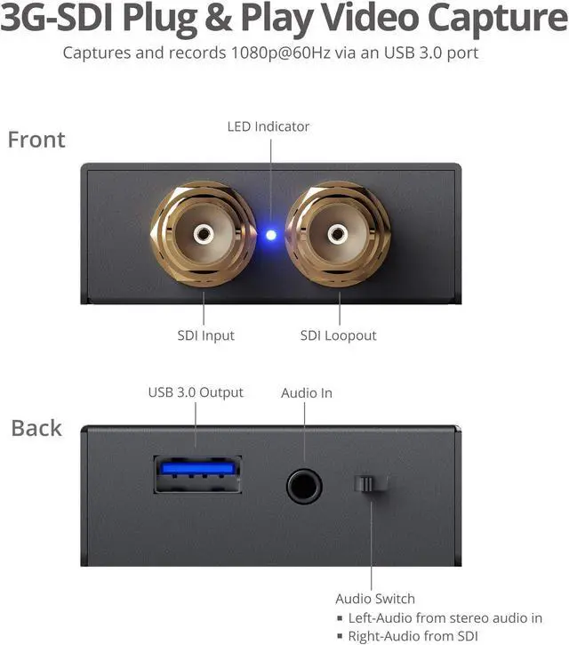 Alt view image 14 of 17 - SIIG AC CESD0K11S1 USB 30 3GSDI Capture Device with Loopout Brown Box