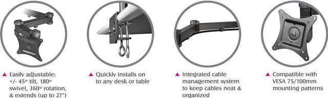 Alt view image 19 of 20 - Siig Articulating Triple Monitor Desk Mount - 13" To 27"