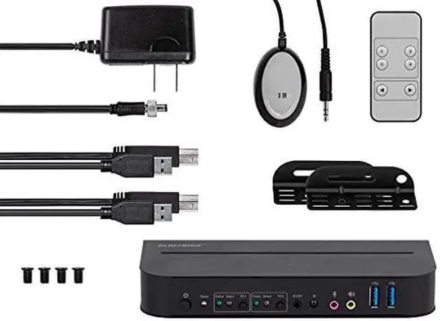 Alt view image 15 of 15 - Monoprice Blackbird 4K DisplayPort 1.4 USB 3.0 4x1 KVM Switch, 4K@60Hz, HDR, YCbCr 4:4:4, HDCP 2.2, Share 4 Computers with 1 Keyboard Mouse Monitor Printer