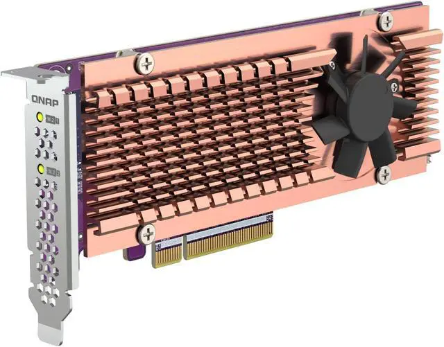 Alt view image 4 of 8 - QNAP QM2-2P-384A Dual M.2 PCIe SSD Expansion Card, Supports up to Two M.2 2280/22110 Form Factor M.2 PCIe (Gen3 x4) SSDs, PCIe Gen3 x8 Host Interface, Low-Profile Bracket pre-Loaded, 2 x SSD