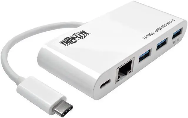 Alt view image 10 of 15 - Tripp Lite 3-Port USB-C hub w/ GbE, USB-C Charging USB Type C USB 3.1 Hub (U460-003-3AG-C)