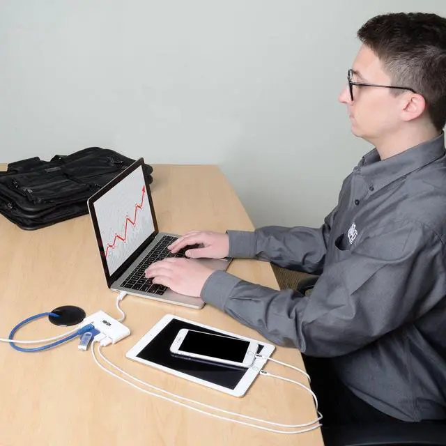 Alt view image 14 of 15 - Tripp Lite 3-Port USB-C hub w/ GbE, USB-C Charging USB Type C USB 3.1 Hub (U460-003-3AG-C)