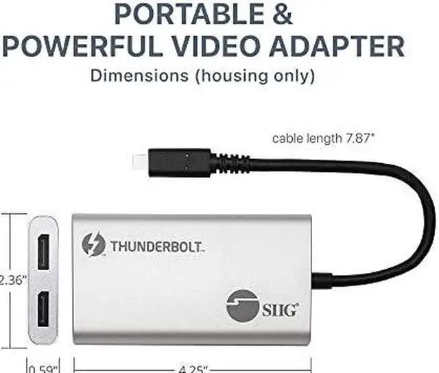 Alt view image 19 of 19 - SIIG Thunderbolt 3 to Dual DP 1.2 Adapter JUTB0611S1