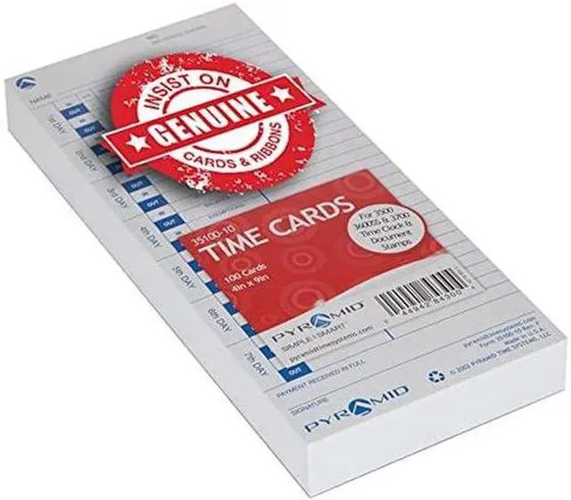 Alt view image 11 of 12 - Pyramid Time Systems Attendance Cards for Time Clock models 3500/3550SS/3600SS/3700, 1000 per pack