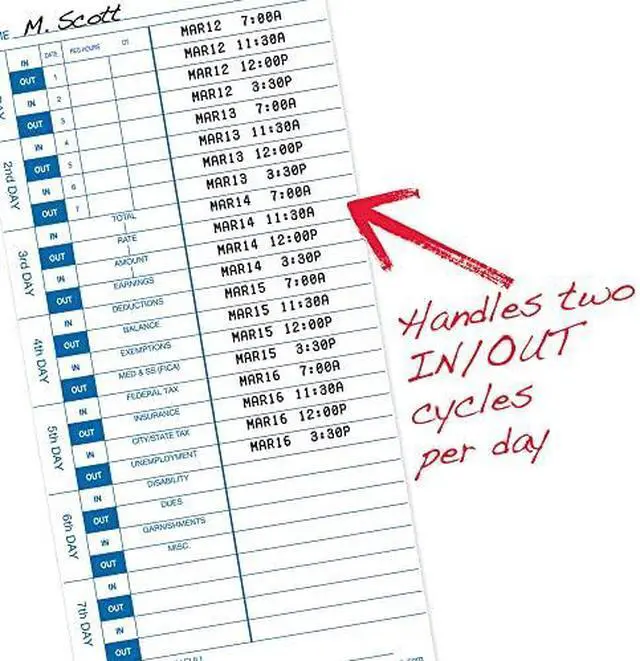 Alt view image 10 of 12 - Pyramid Time Systems Attendance Cards for Time Clock models 3500/3550SS/3600SS/3700, 1000 per pack