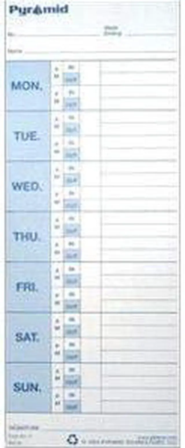 Alt view image 12 of 12 - Pyramid Time Systems Attendance Cards for Time Clock models 3500/3550SS/3600SS/3700, 1000 per pack