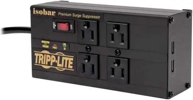 Alt view image 13 of 19 - TRIPP LITE 8.0 Feet 4 Outlets with 2 USB 3330 Joules Surge Protector (IBAR4ULTRAUSBB)