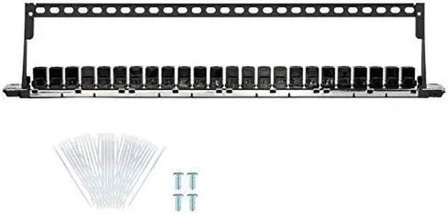 Alt view image 12 of 15 - Monoprice Cat6 1U Patch Panel - 19in, With Loaded Removable Keystone Jacks, 24 Ports Gigabit Ethernet, Dual Type IDC keystones
