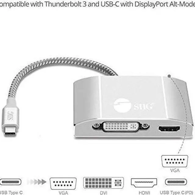 Alt view image 20 of 20 - USB-C TO 3-IN-1 MULTIPORT VIDEO ADAPTER WITH PD CHARGING - DVI/HDMI/VGA
