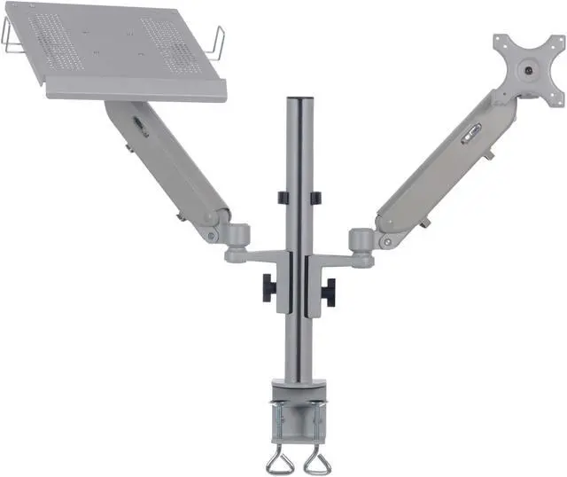 Alt view image 2 of 14 - Tripp Lite Laptop and Monitor Stand Mount, Sturdy Desktop Clamp Support, 17 to 32 in. Display, VESA-Compliant, Full Motion Arms, Aluminum Construction, TAA Compliant, 5-Year Warranty, (DDR1732NBMTAA)