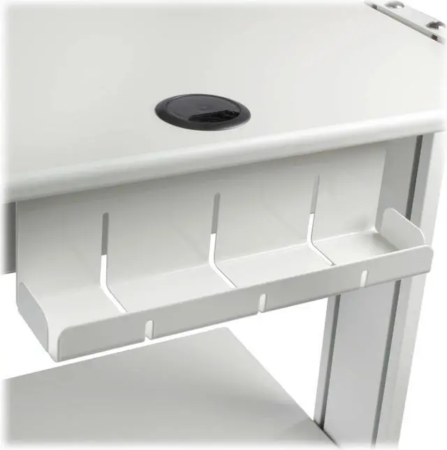 Alt view image 4 of 15 - Tripp Lite Mobile Standing Desk 2 Adjustable Shelf & 2 Metal Storage Drawers, TAA Compliant, Home Office & School, 5-Year Warranty, White