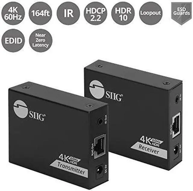 Alt view image 14 of 19 - SIIG 4K60Hz HDMI over Cat6 Extender with Loopout & IR 50m CEH27K11S1