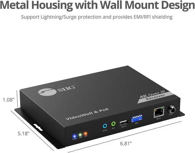 Alt view image 11 of 13 - SIIG 4K 60Hz 18Gbps HDMI over IP Matrix Decoder RX 394ft CE-H27G11-S1 Brown Box