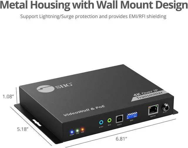 Alt view image 11 of 13 - SIIG 4K 60Hz 18Gbps HDMI over IP Matrix Transmitter 396ft CE-H27F11-S1 Brown Box