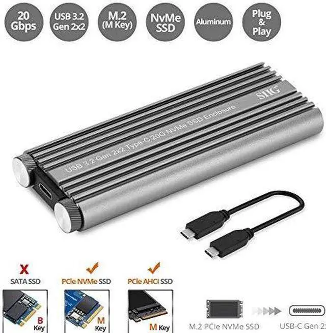 Alt view image 9 of 14 - SIIG JU-SA0X11-S1 Silver USB 3.2 Gen 2 x 2 Type-C 20G NVMe SSD Enclosure