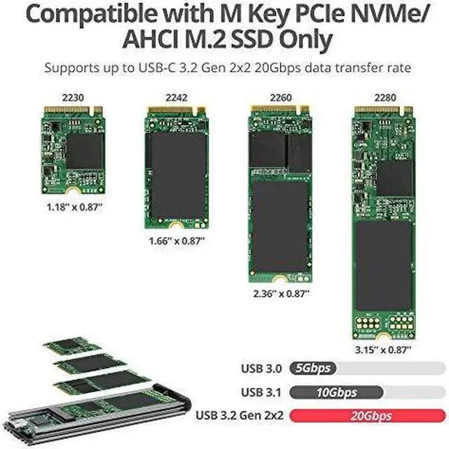 Alt view image 10 of 14 - SIIG JU-SA0X11-S1 Silver USB 3.2 Gen 2 x 2 Type-C 20G NVMe SSD Enclosure