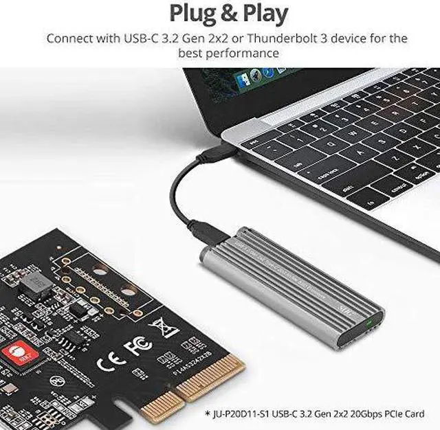 Alt view image 12 of 14 - SIIG JU-SA0X11-S1 Silver USB 3.2 Gen 2 x 2 Type-C 20G NVMe SSD Enclosure