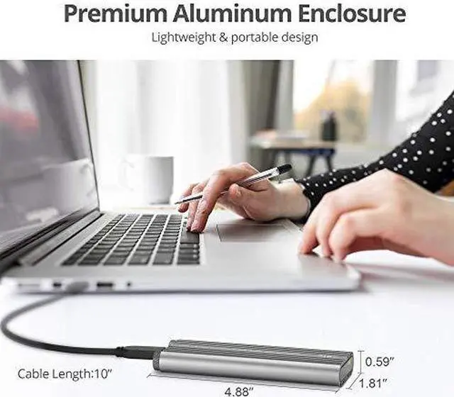 Alt view image 14 of 14 - SIIG JU-SA0X11-S1 Silver USB 3.2 Gen 2 x 2 Type-C 20G NVMe SSD Enclosure