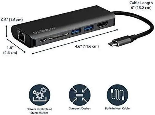 Alt view image 10 of 12 - StarTech 4K 60Hz HDMI HDR10 USB C Multiport Adapte 115BUSBCMULTIPORT