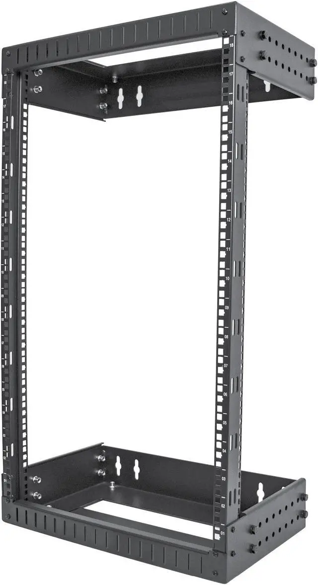 Alt view image 6 of 12 - StarTech.com RACK-18U-20-WALL-OA 18U 19" Wall Mount Network Rack - Adjustable Depth 12-20" 2 Post Open Frame Server Room Rack for AV/Data/ IT Communication/Computer Equipment/Switch w/Cage Nuts & Screws