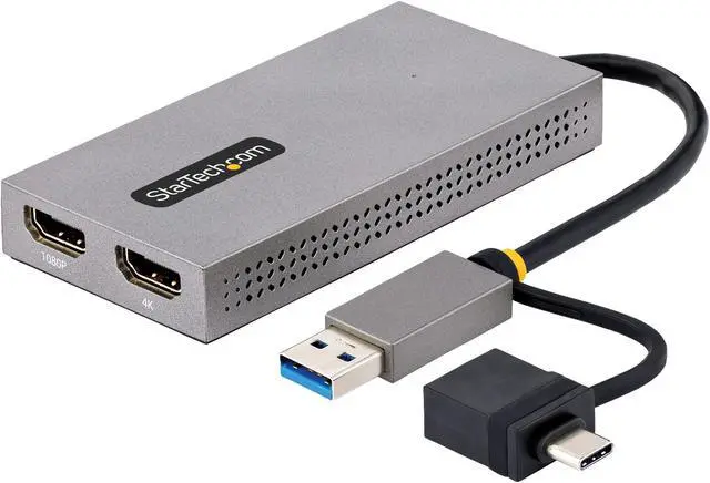 Alt view image 6 of 12 - StarTech.com USB to Dual HDMI Adapter, USB A/C to 2x HDMI Displays (1x 4K30Hz, 1x 1080p), Integrated USB-A to C Dongle, 4in/11cm Cable, USB 3.0 to HDMI Display Adapter, Windows & macOS