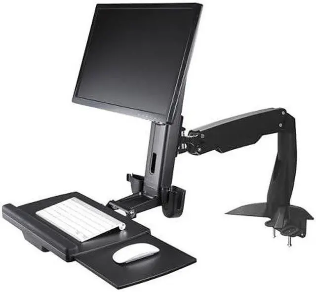 Alt view image 5 of 8 - StarTech Sit-Stand Monitor Arm Keyboard Tray Desk Mount up to 27" SITSTANDARM1MS