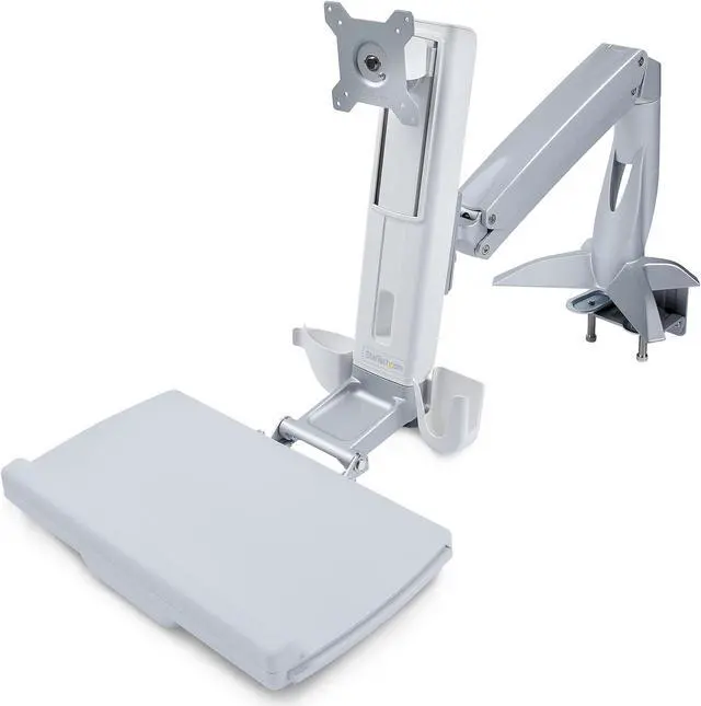 Alt view image 2 of 8 - StarTech Sit-Stand Monitor Arm Keyboard Tray Desk Mount up to 27" SITSTANDARM1MS