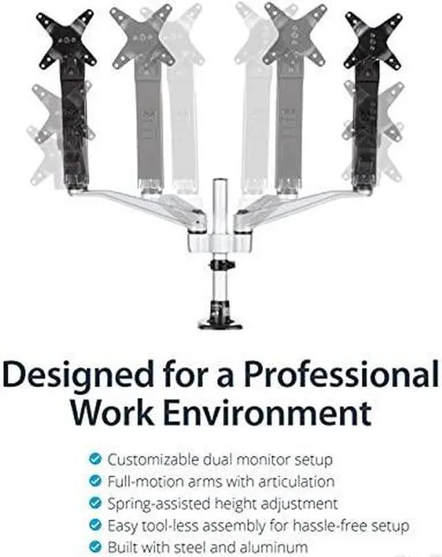 Alt view image 7 of 12 - StarTech.com Desk Mount Dual Monitor Arm - Full Motion Articulating Arms - Premium Dual Monitor Stand - For up to 30" (1