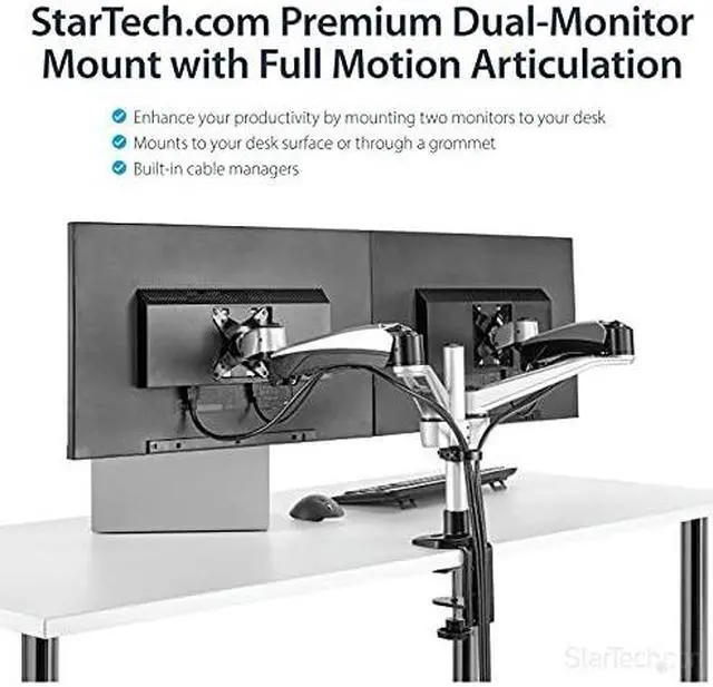 Alt view image 8 of 12 - StarTech.com Desk Mount Dual Monitor Arm - Full Motion Articulating Arms - Premium Dual Monitor Stand - For up to 30" (1