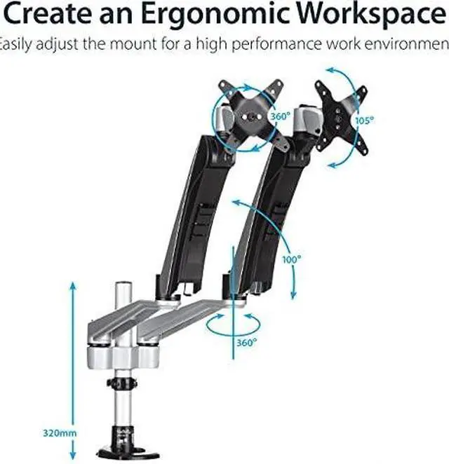 Alt view image 9 of 12 - StarTech.com Desk Mount Dual Monitor Arm - Full Motion Articulating Arms - Premium Dual Monitor Stand - For up to 30" (1
