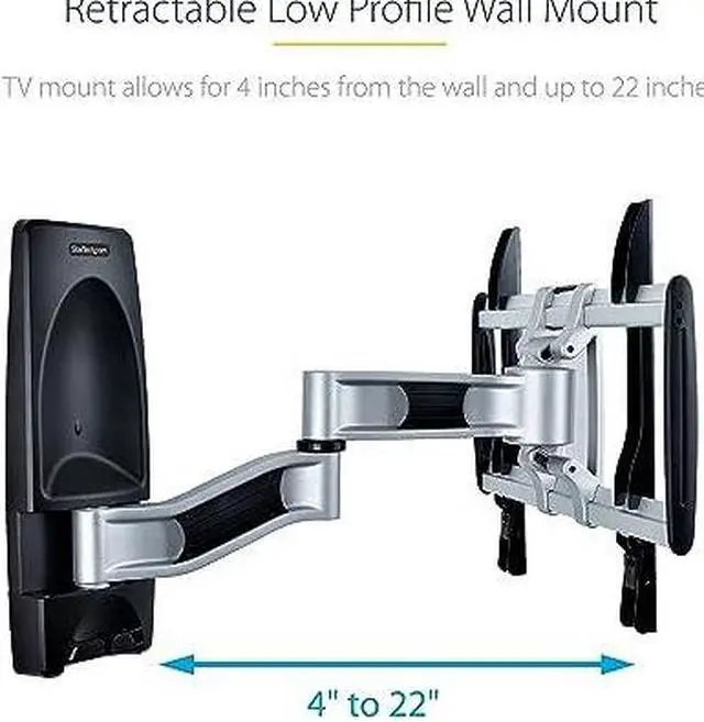 Alt view image 11 of 12 - StarTech Articulating TV Wall Mount, VESA Wall Mount, Supports 26 to 65 inch/99lb/Flat/Curved TVs, Retractable Low Profile Wall Mount TV Bracket, Adjustable Corner TV Wall Mount - TAA
