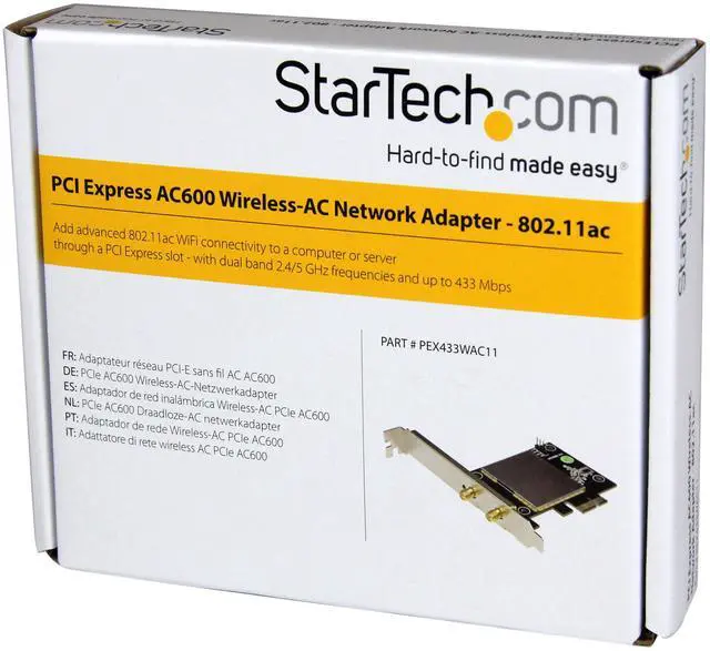 Alt view image 7 of 7 - StarTech.com AC600 Wireless-AC Network Adapter - 802.11ac, PCI Express - Dual Band 2.4GHz and 5GHz Wireless Network Card