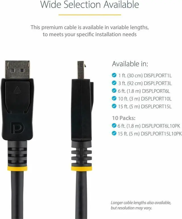 Alt view image 5 of 6 - StarTech 6ft DisplayPort 1.2 Cable 10 Pack DISPLPORT6L10PK