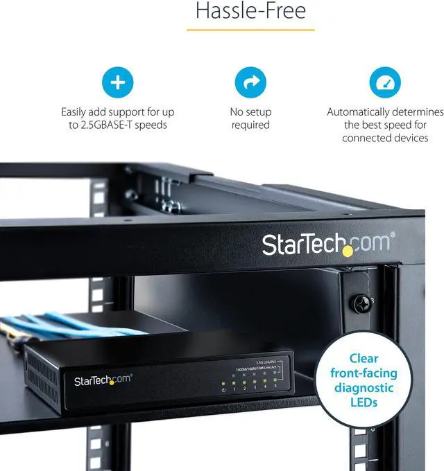 Alt view image 8 of 11 - StarTech.com Unmanaged 2.5G Switch, 5 Port 2.5GBASE-T Unmanaged Ethernet Switch, Din Rail | Wall Mount, Multi-Gigabit, Auto-MDIX, 9K Jumbo