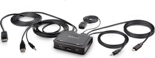 Alt view image 6 of 12 - StarTech 2-Port Hybrid USB-C DisplayPort Cable KVM Switch 4K 60Hz C2D46UACCBLKVM