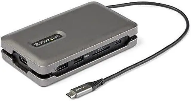 Alt view image 6 of 12 - StarTech USB C Multiport Adapter - USB C to 4K 60Hz HDMI 2.0 - 2-Port 10Gbps USB Hub - 100W Power Delivery Pass-through - GbE - SD/MicroSD - USB Type-C Mini Dock - 10" Cable