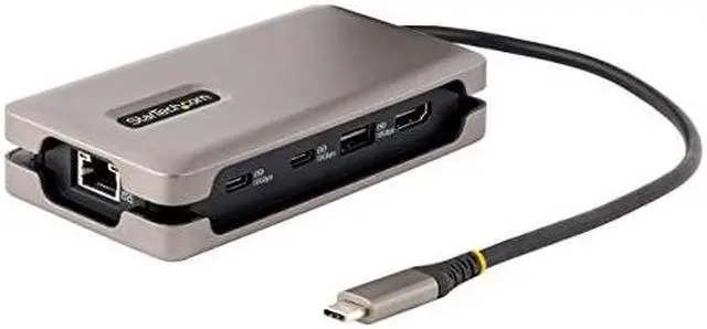Alt view image 7 of 12 - StarTech USB C Multiport Adapter - USB C to 4K 60Hz HDMI 2.0 - 2-Port 10Gbps USB Hub - 100W Power Delivery Pass-through - GbE - SD/MicroSD - USB Type-C Mini Dock - 10" Cable