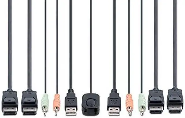 Alt view image 12 of 12 - StarTech 2-Port Dual-Monitor DisplayPort Cable KVM Switch C2DD46UA2CBLKVM