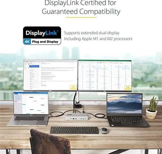 Alt view image 6 of 8 - StarTech Dual-Laptop USB-C KVM Docking Station 129NUSBCKVMDOCK