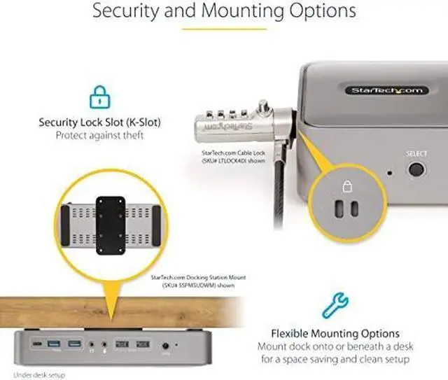 Alt view image 8 of 8 - StarTech Dual-Laptop USB-C KVM Docking Station 129NUSBCKVMDOCK