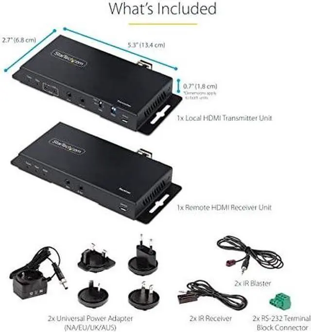 Alt view image 11 of 11 - StarTech 4K HDMI over Fiber Extender Kit, 4K 60Hz up to 3300ft/1km (Single Mode) or 1000ft/300m (Multimode) LC Fiber Optic, HDR, HDCP, 3.5mm Audio/RS232/IR Extender, Transmitter and Receiver Kit